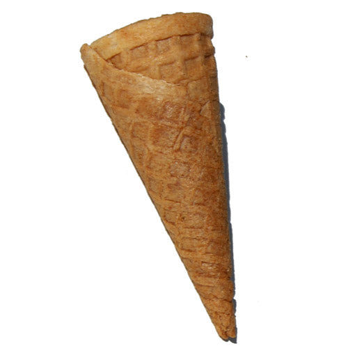 A single Gelato Supply Mini Sugar Cone is displayed against a plain white background, highlighting its ideal size for use as an edible mini cone.